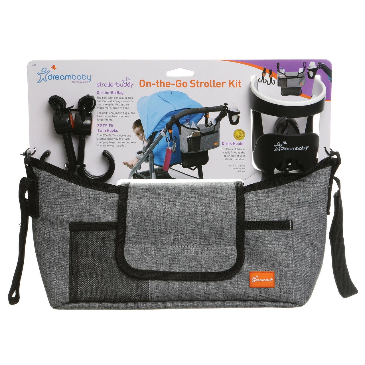 Dreambaby On-The-Go Stroller Kit Grey Denim 7 Dreambaby On-The-Go Stroller Kit Grey Denim - Image 5