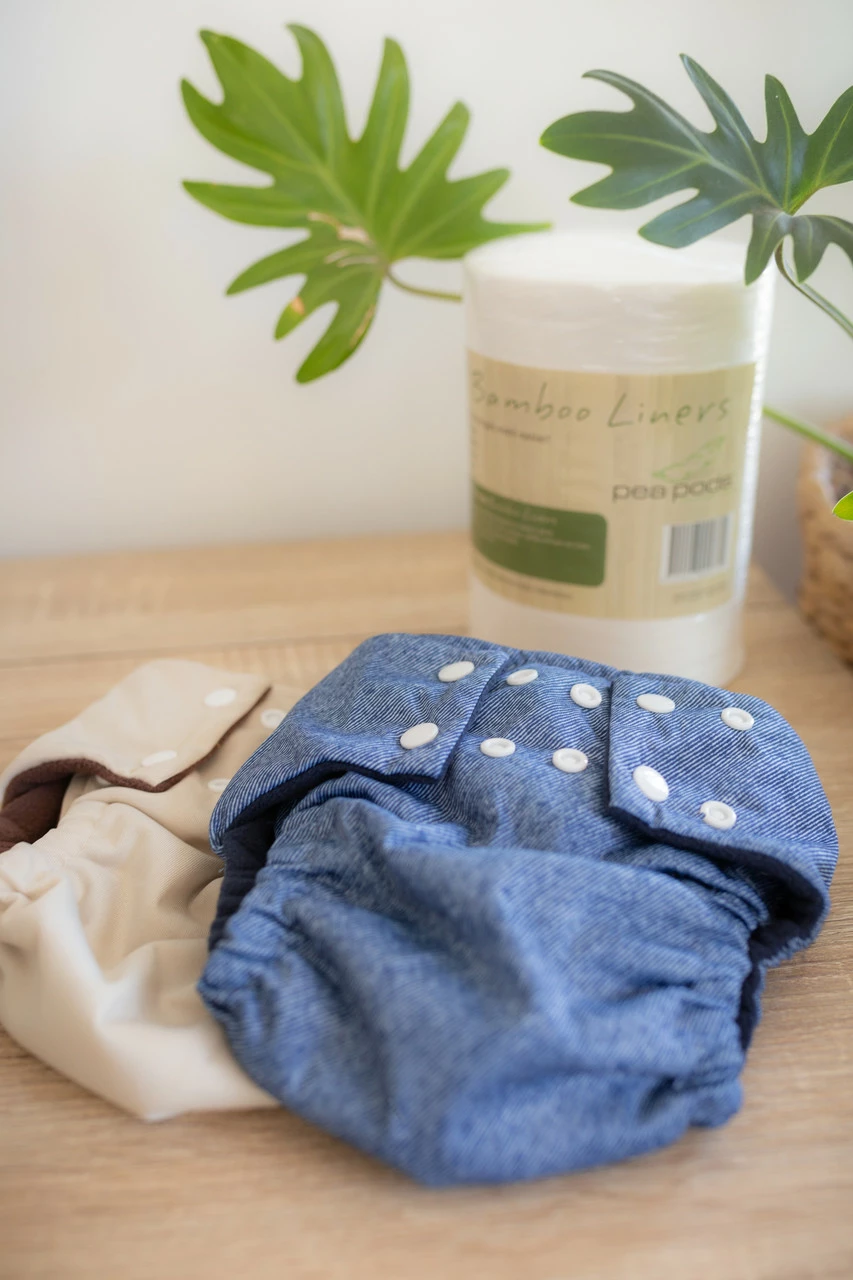 Pea Pods Reusable Nappy One Size - Denim Print 5 Pea Pods Reusable Nappy One Size - Denim Print - Image 3
