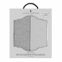 2 Pack Jersey Co-Sleeper/Cradle Fitted Sheet Grey Stripe/Melange
