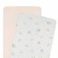 2 Pack Jersey Co-sleeper/Cradle Fitted Sheet Ava Birds/Blush Floral -Baby Jogger shop 21008598 1 60971.1648610384