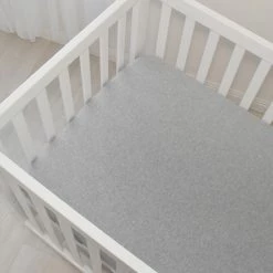 2 Pack Jersey Cot Fitted Sheet Grey Melange/Grey Stripe -Baby Jogger shop 21008602 3 61034.1648610401