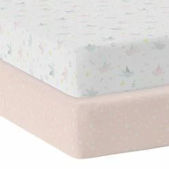 2 Pack Jersey Cot Fitted Sheet Ava Birds/Blush Floral -Baby Jogger shop 21008604 1 21494.1648610383