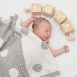Cozy Chenille Pram Blanket White/Grey Clouds