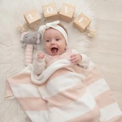 Wild Stripe Pram Blanket Blush/White