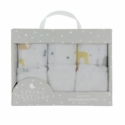 Muslin 3 Pack Washcloths Animal Parade