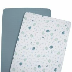 2 Pack Organic Muslin Bassinet Fitted Sheet Banana Leaf/Teal -Baby Jogger shop 21008741 1 06838.1648610436