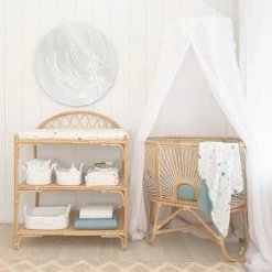 2 Pack Organic Muslin Bassinet Fitted Sheet Banana Leaf/Teal