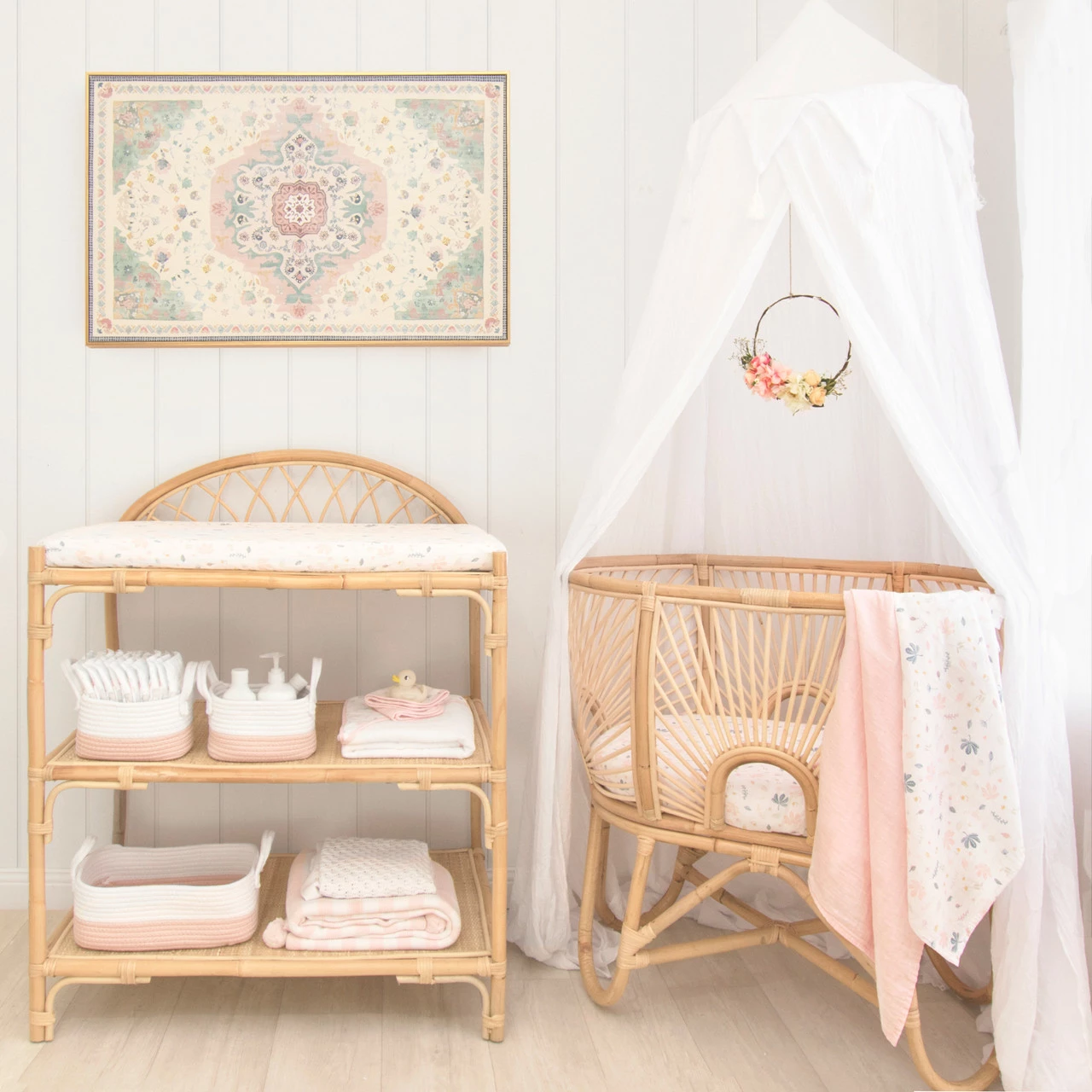 2 Pack Organic Muslin Bassinet Fitted Sheet Botanical 4 2 Pack Organic Muslin Bassinet Fitted Sheet Botanical - Image 2