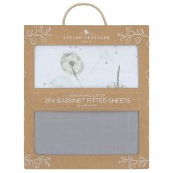 2 Pack Organic Muslin Bassinet Fitted Sheet Dandelion