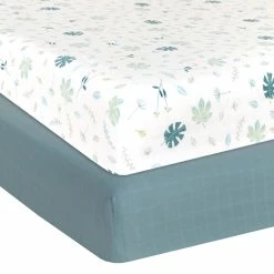 2 Pack Organic Muslin Cot Fitted Sheet Banana Leaf/Teal -Baby Jogger shop 21008747 1 95588.1648610421