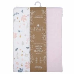 Organic Muslin Pram Blanket Botanical/Blush Floral