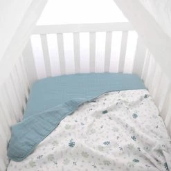 Organic Muslin Cot Blanket Banana Leaf/Teal 13 Organic Muslin Cot Blanket Banana Leaf/Teal -Baby Jogger shop 21008759 3 31763.1648610334