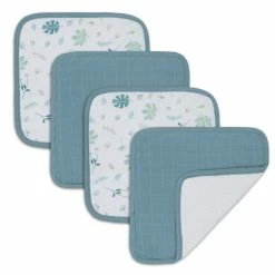 4 Pack Organic Muslin Washcloths Banana Leaf/Teal -Baby Jogger shop 21008765 1 37807.1648610410