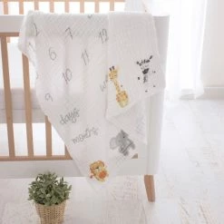Bubba Blue Zoo Animal Milestone Muslin Blanket