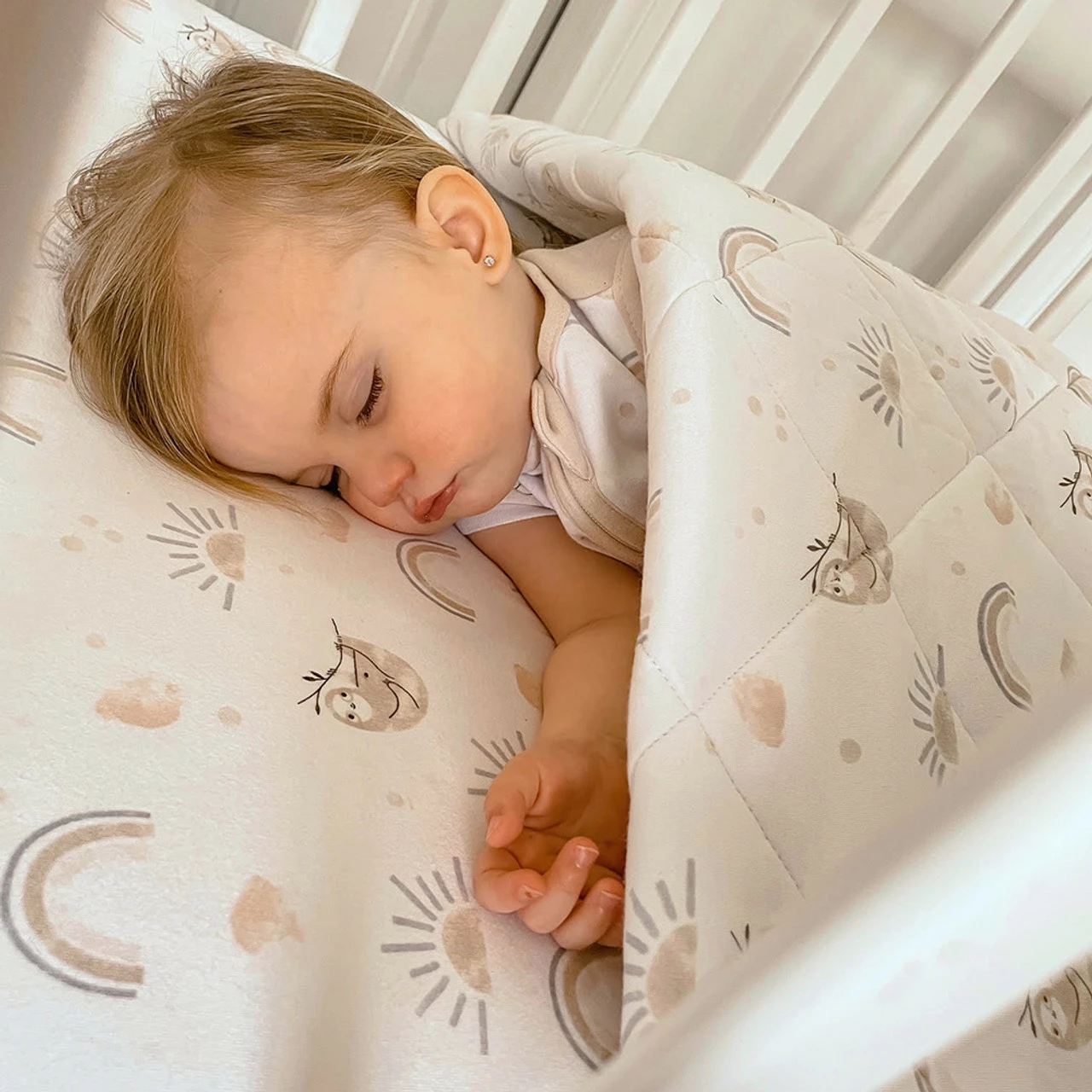 Reversible Quilted Cot Comforter Happy Sloth 6 Reversible Quilted Cot Comforter Happy Sloth - Image 4