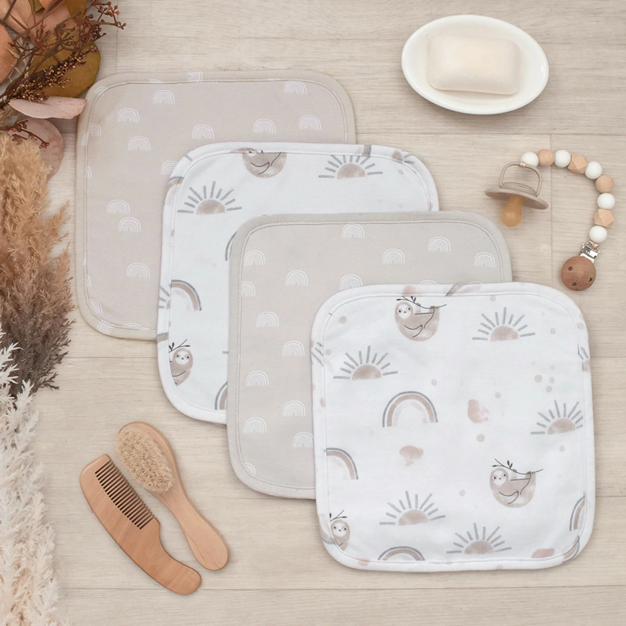 4 Pack Wash Cloths Happy Sloth 9 4 Pack Wash Cloths Happy Sloth - Image 7