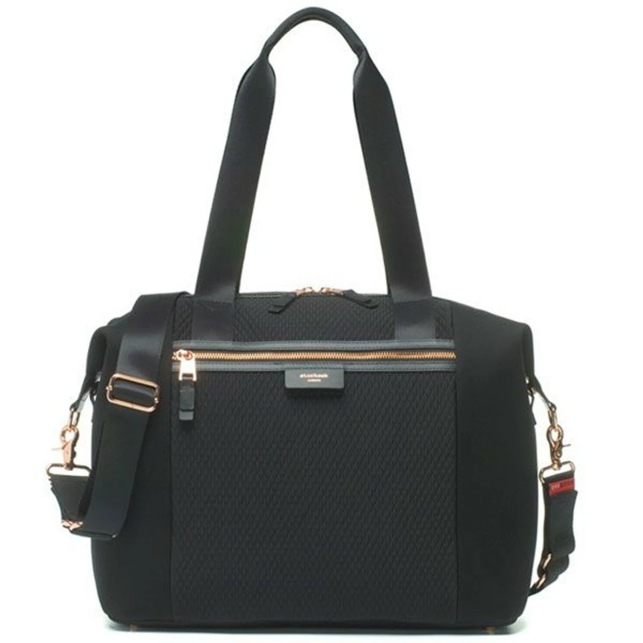 Storksak Stevie Luxe Black Scuba Tote Nappy Bag 2 Storksak Stevie Luxe Black Scuba Tote Nappy Bag