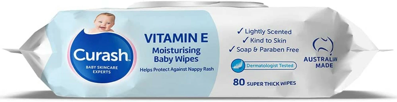 Curash Vitamin E Baby Wipes 80 Pack 4 Curash Vitamin E Baby Wipes 80 Pack - Image 2