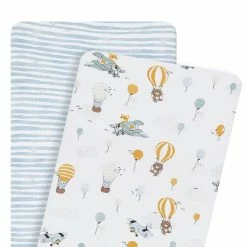2pk Bedside Co-Sleeper Fitted Sheets - Up Up & Away