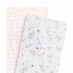 2pk Bedside Co-Sleeper Fitted Sheets - Butterfly Garden