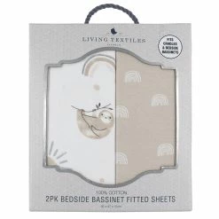 2pk Bedside Co-Sleeper Fitted Sheets - Happy Sloth -Baby Jogger shop 9109127 4 97711.1661492018