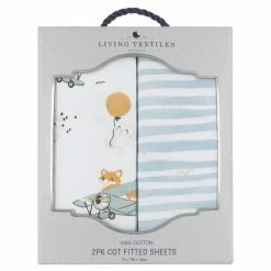 2pk Cot Fitted Sheets - Up Up & Away