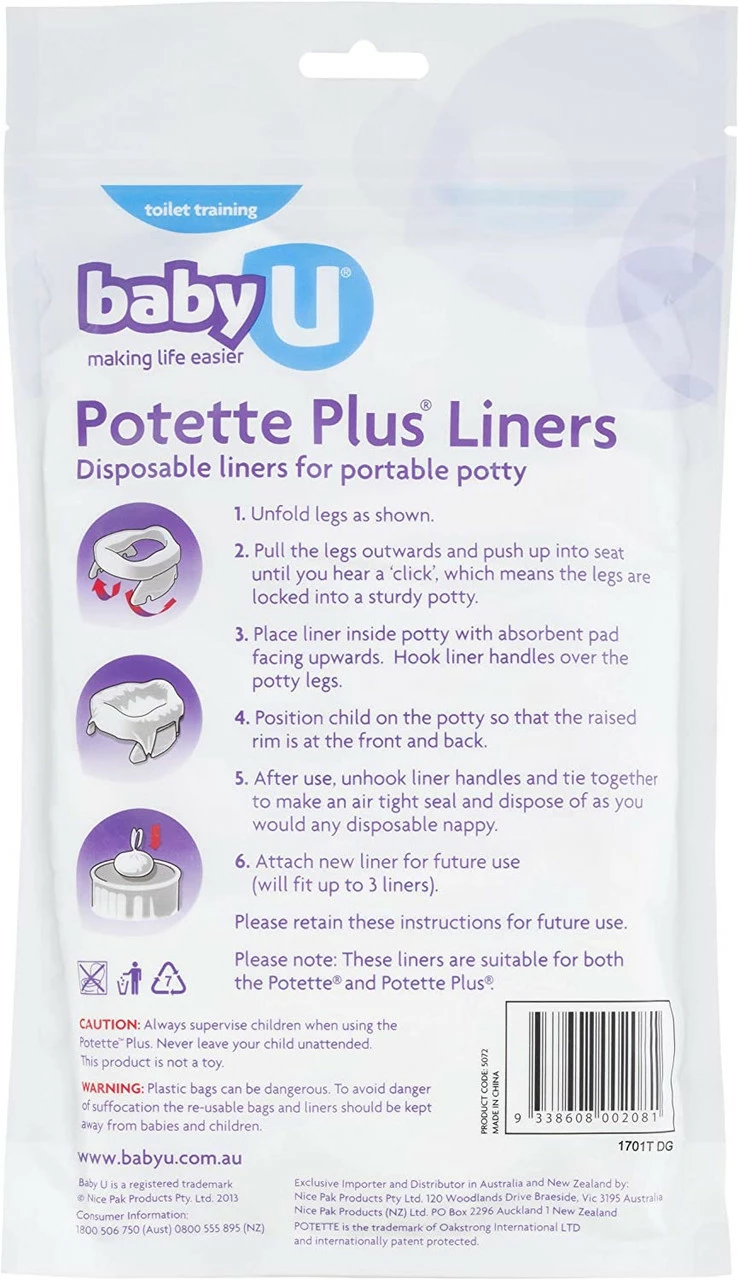Baby U Potette Plus Liners 10 Pack 4 Baby U Potette Plus Liners 10 Pack - Image 2