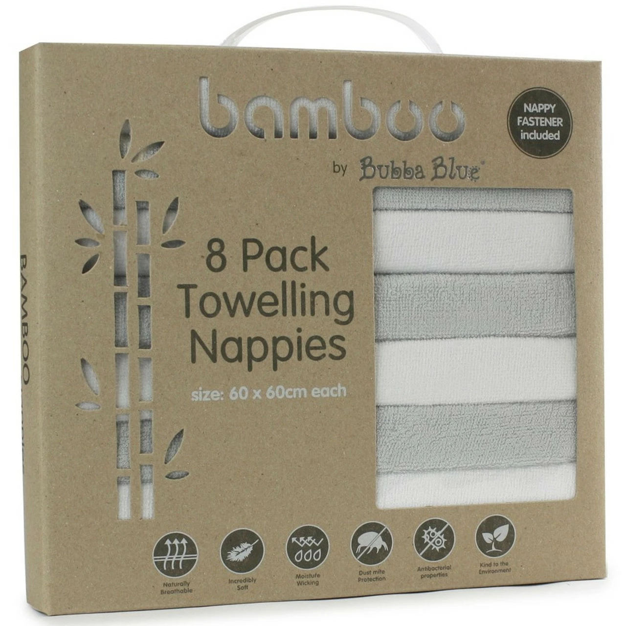 Bubba Blue White Bamboo 8Pk Toweling Nappies 8 Bubba Blue White Bamboo 8Pk Toweling Nappies - Image 6