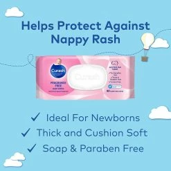 Curash Fragrance Free Baby Wipes 80 Pack -Baby Jogger shop CURASH FRAGRANCE FREE BABY WIPES 80PK 6 53968.1676077258