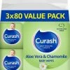 Curash Aloe Vera & Chamomile Baby Wipes 3x80 Pack -Baby Jogger shop Capture 09049.1676076083