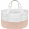 Living Textiles 100% Cotton Rope Nappy Caddy - Blush/White -Baby Jogger shop Living Textiles Cotton Rope Nappy Caddy Blush White 1 56936.1659673438